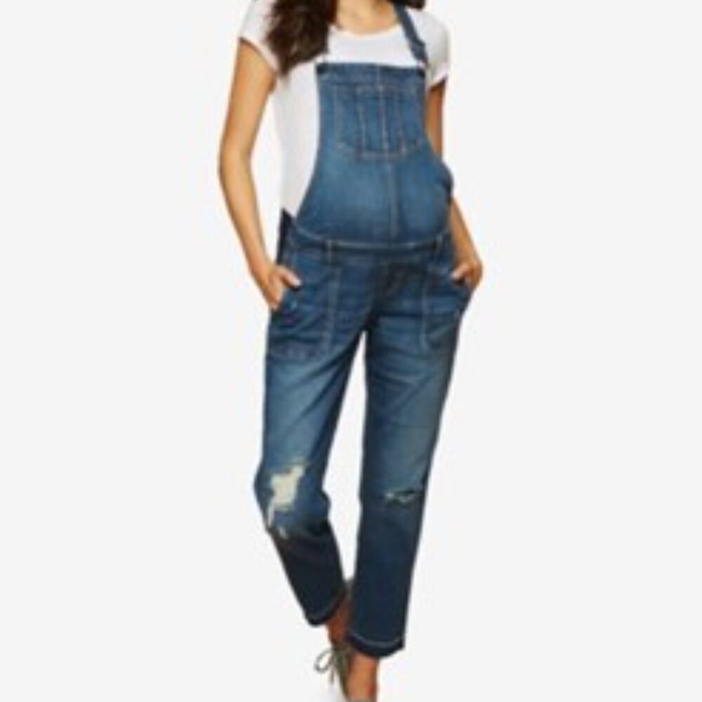 Indigo Blue Motherhood Maternity Denim Overalls, Size M
